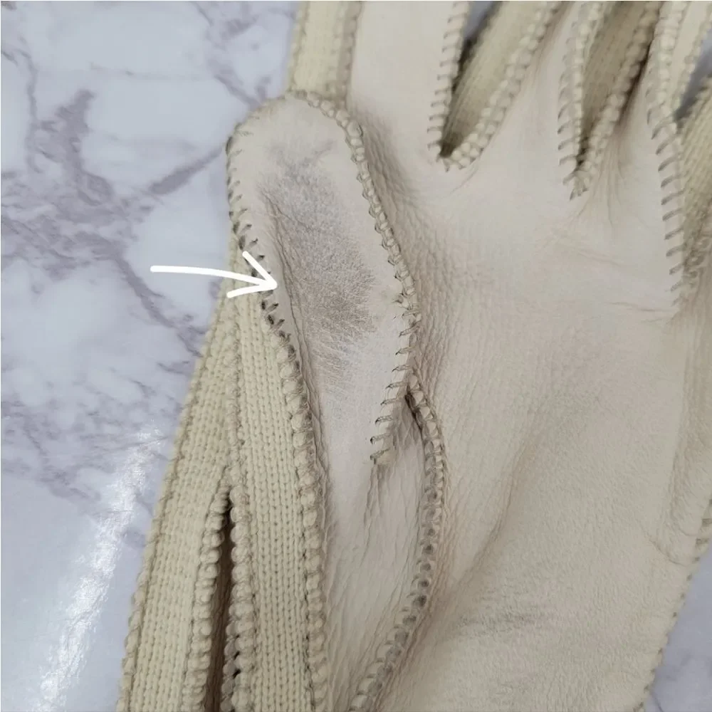 Vintage Deerskin Leather Bone Colored Leather Driving Gloves